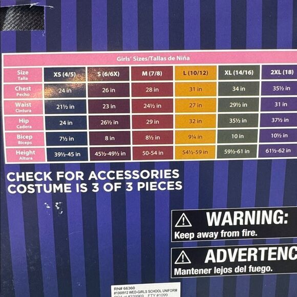 Kids Wednesday Addams Nevermore Academy School Uniform Halloween Costume S 6/6X - Picture 3 of 6